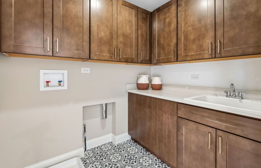 Laundry Room with Built in Cabinets and Sink