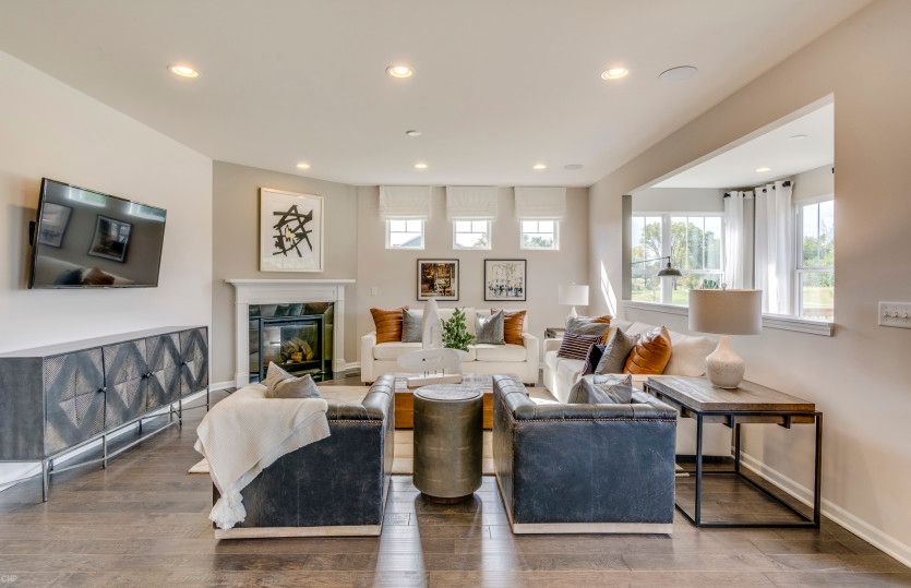 Cozy Gathering Room with Recessed Can Lighting
