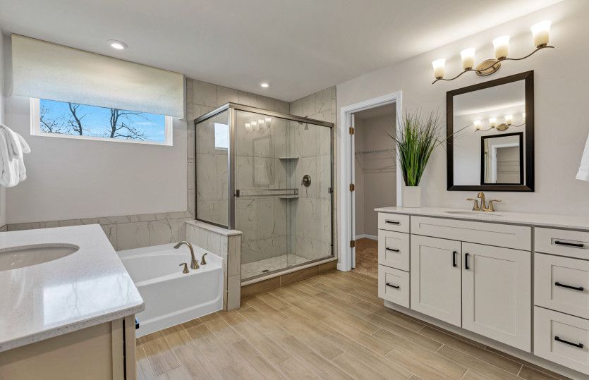 Owner's Bath with Two Vanities and Separate Tub/Shower