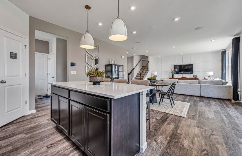 Kitchen with Large Island and Pendant Lighting