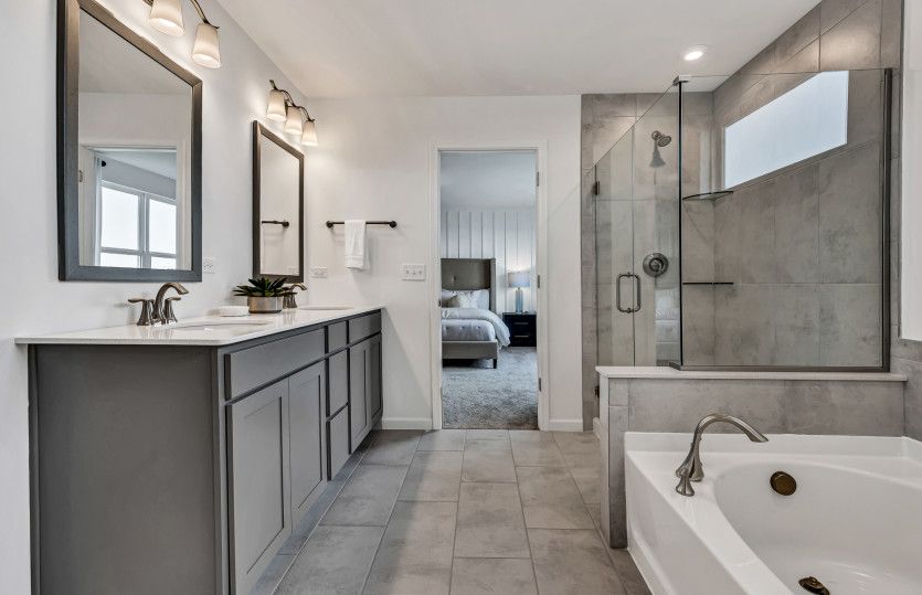 Spa-Like Owner's Bath with Dual Vanity and Separate Tub/Shower