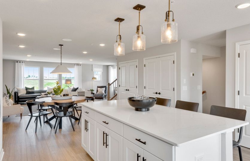 Kitchen with Large Island and Pendant Lighting