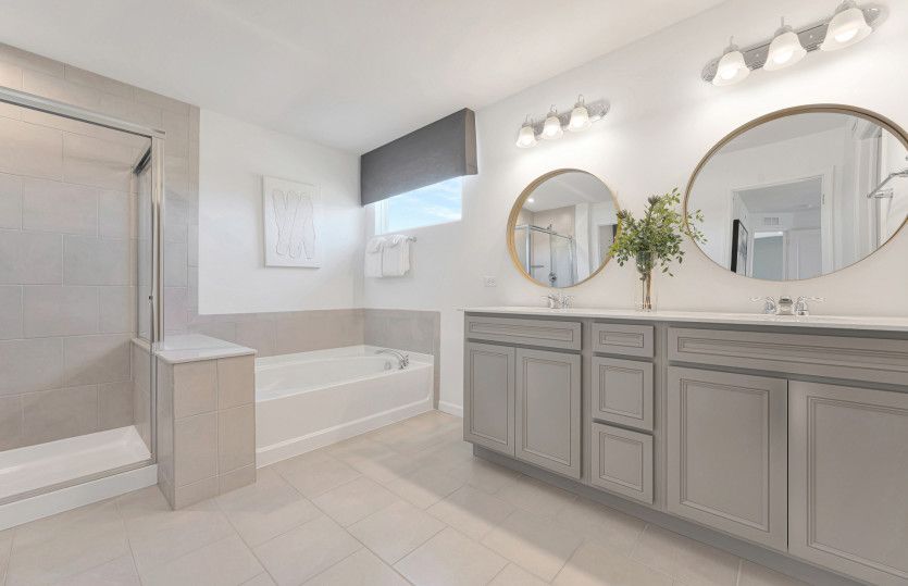 Spa-Like Owner's Bath with Dual Vanity and Separate Tub/Shower
