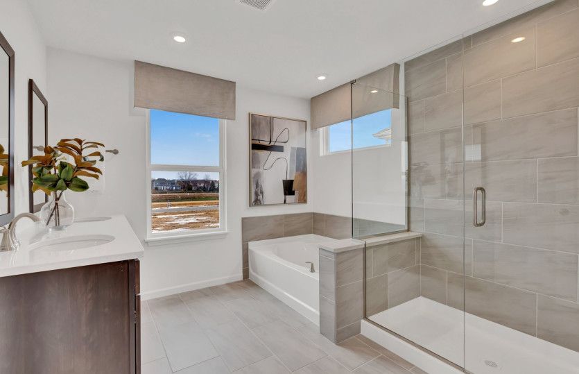 Spa-Like Owner's Bath with Dual Vanity and Separate Tub/Shower