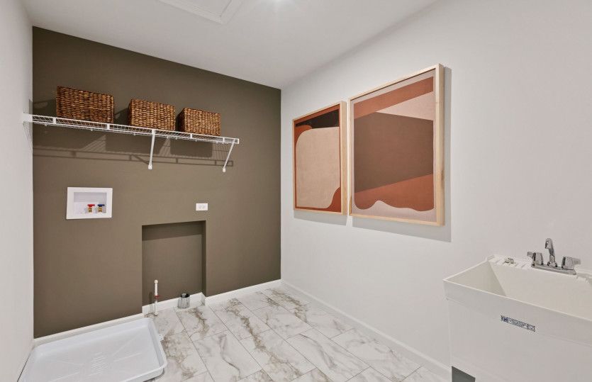 Laundry Room with Utility Sink and Shelving