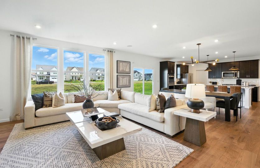Welcoming gathering room with plenty of light