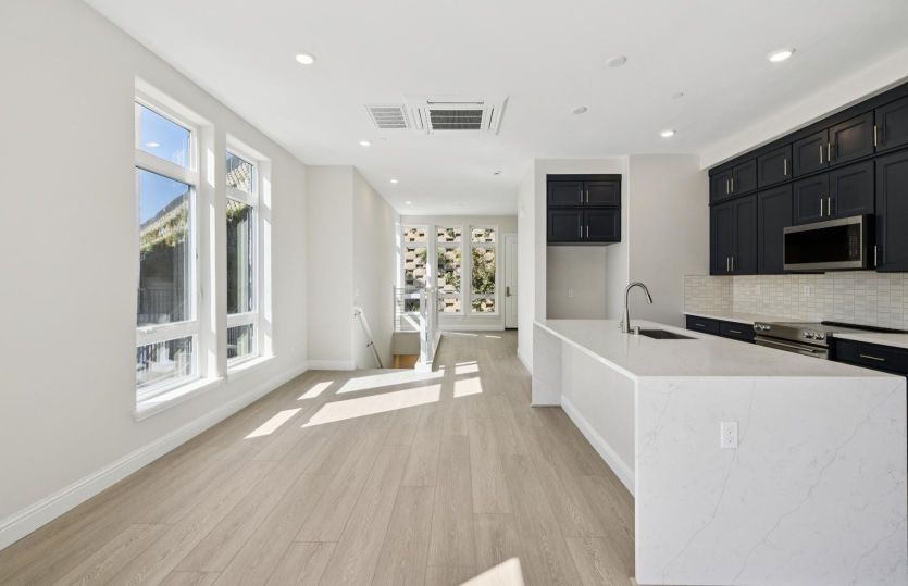 Kitchen with waterfall edge island