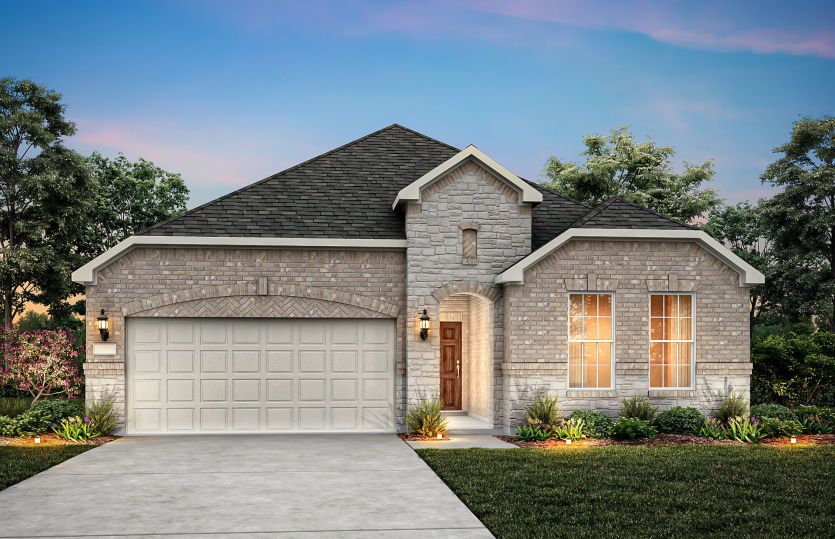 The Parker, a one-story home with 2-car garage, shown with Home Exterior 35