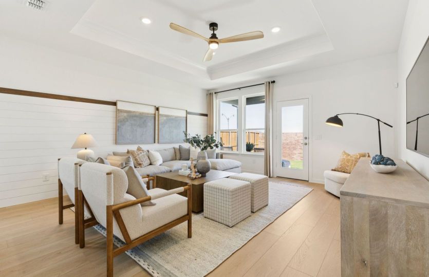 Spacious gathering room with optional tray ceiling