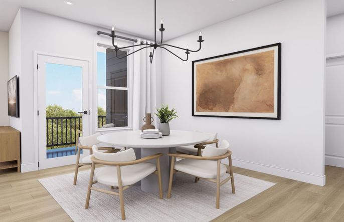 Cafe Opens to the Kitchen and Gathering Room