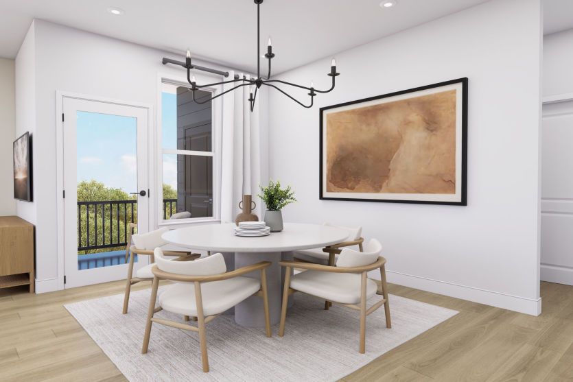 Cafe Opens to the Kitchen and Gathering Room