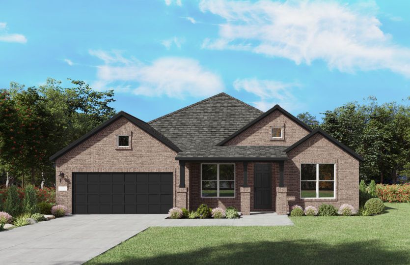 The Azle, a one-story new home design shown with home exterior LS 201