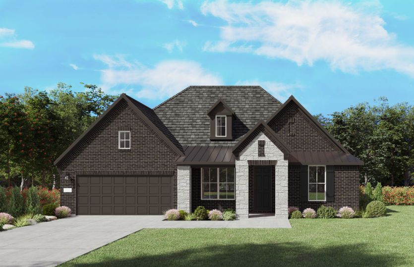 The Azle, a one-story new home design shown with home exterior FC 201