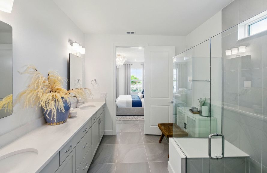 Owner's bathroom with dual sink vanity
