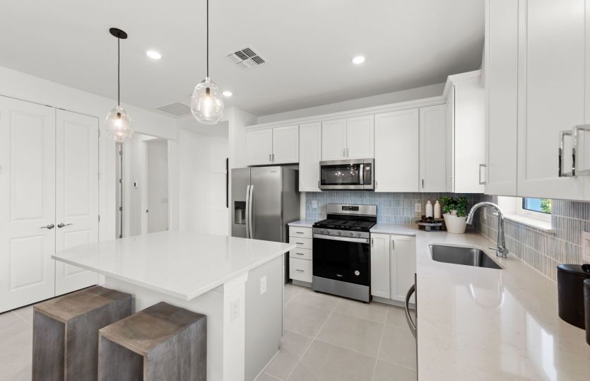 Kitchen with stainless steel appliances
