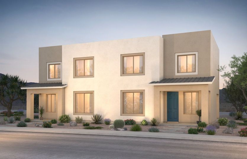Indigo exterior home rendering with contemporary finishes