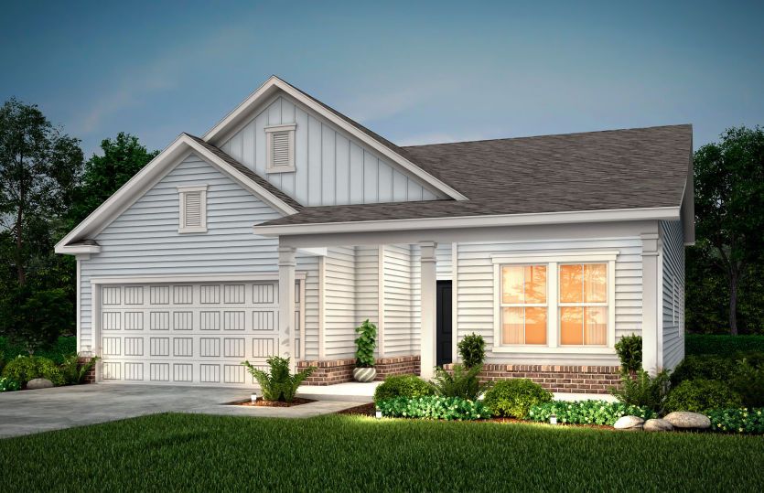 Bedrock Exterior LCG3 with 2-car garage with brick accents