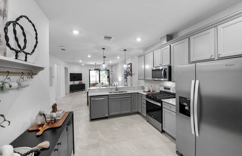 Kitchen with flow through layout