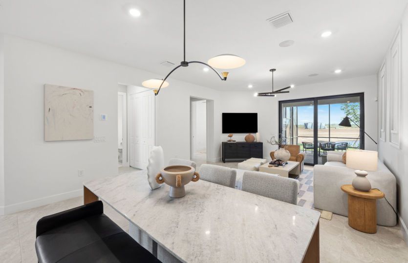 Cafe area between the gathering room and kitchen