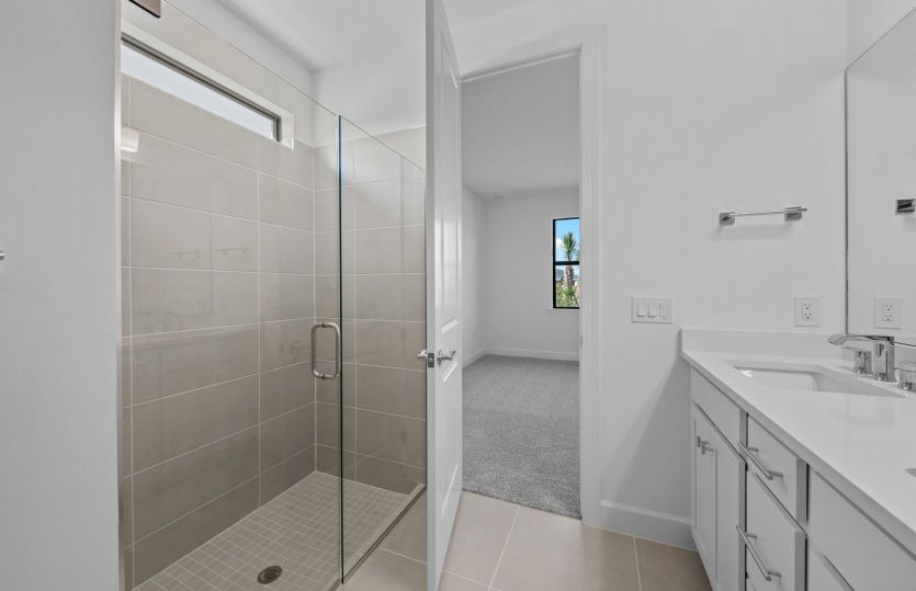 Walk-in shower in owner's bathroom
