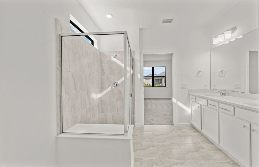 Walk-in shower in owner's bathroom