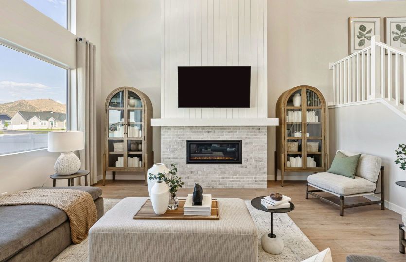 Gas Fireplace in Open Gathering Room