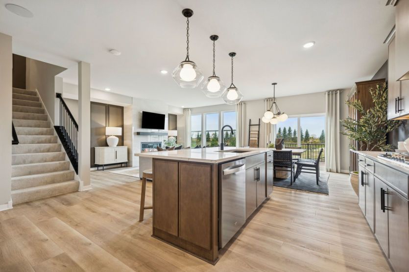 Seamless open-concept living space.