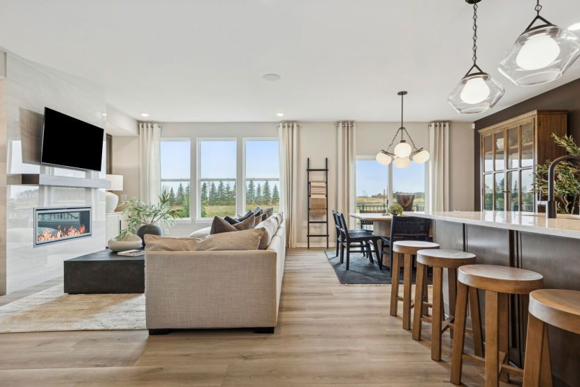 Seamless open-concept living space.