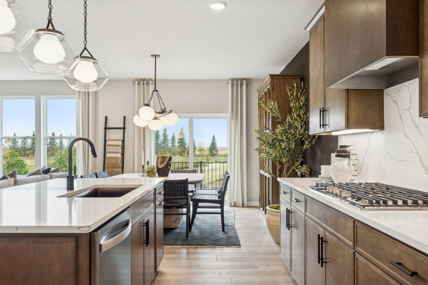 Chef-inspired kitchen with island.