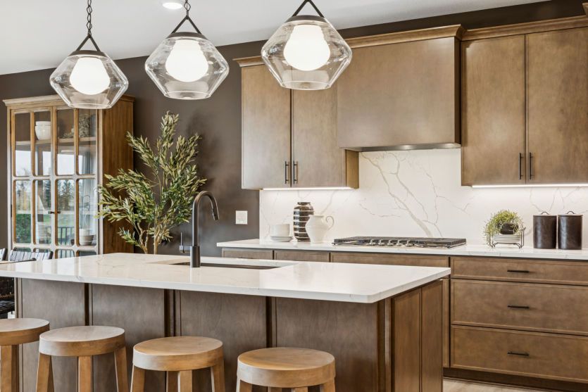 Chef-inspired kitchen with island.