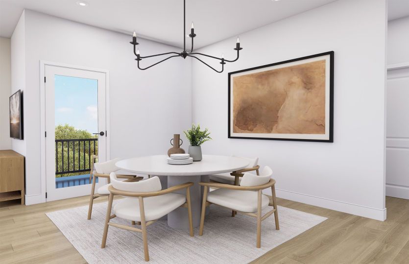 Cafe Opens to the Kitchen and Gathering Room