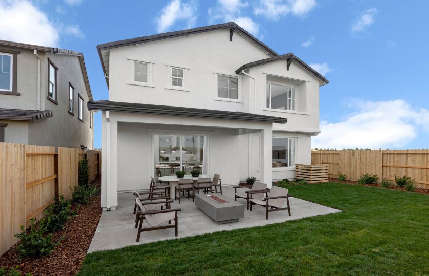 Backyard with covered patio area