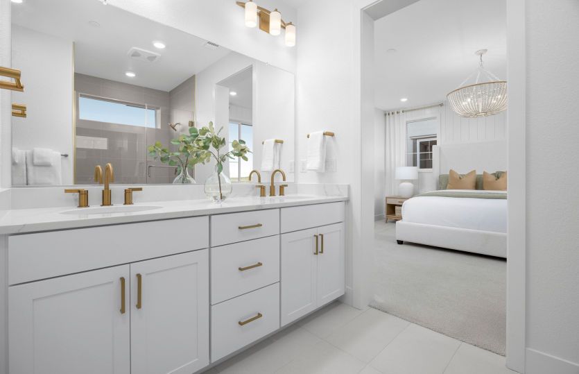 Primary bathroom with dual vanity