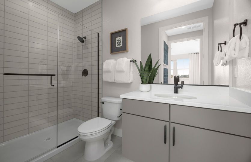 Bathroom 2 with glass walk-in shower