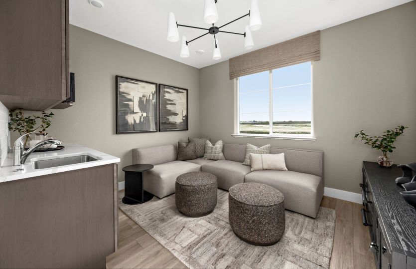 Guest suite living room with kitchenette