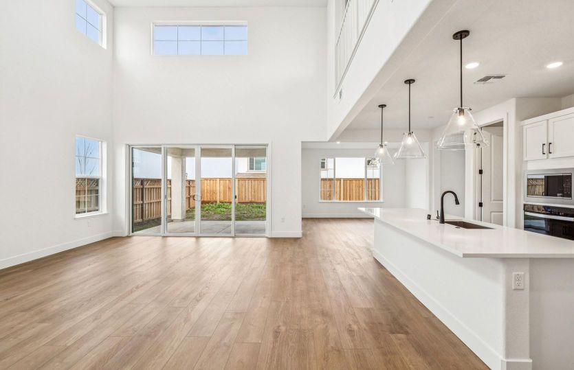 Open main living space with double height ceilings