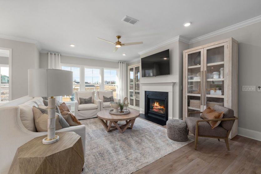 Large Living Space with Fireplace
