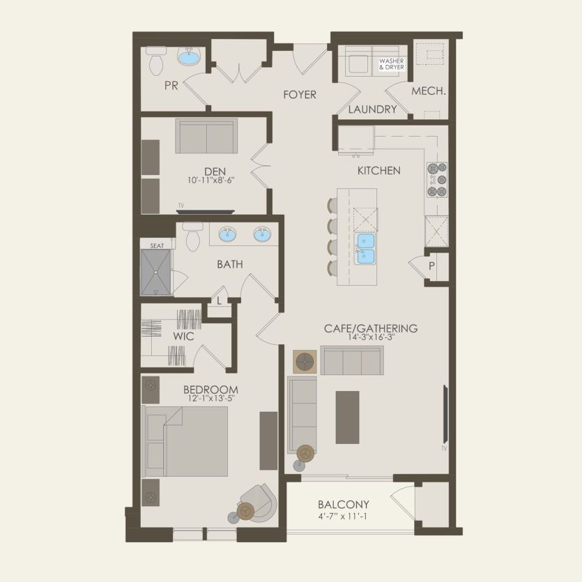 First Floor 1 br / 1.5 ba