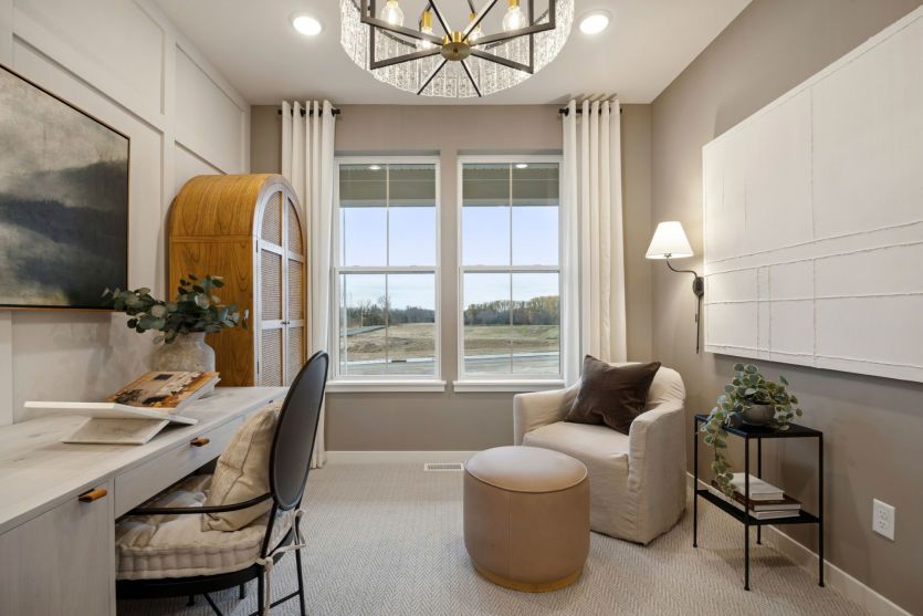 A quiet, stylish office space designed for productivity and focus in the comfort of home.