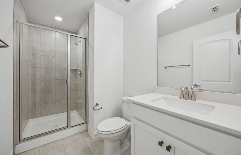 Secondary bathroom showing shower *photos depict options and features that may not be available