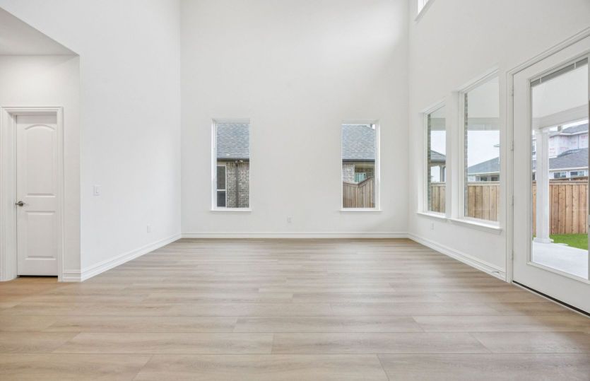 Large living area with access to backyard