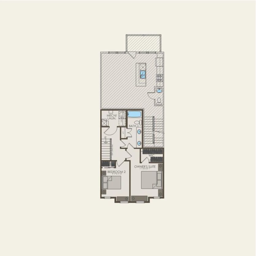 Second Floor 2 br / 2 ba