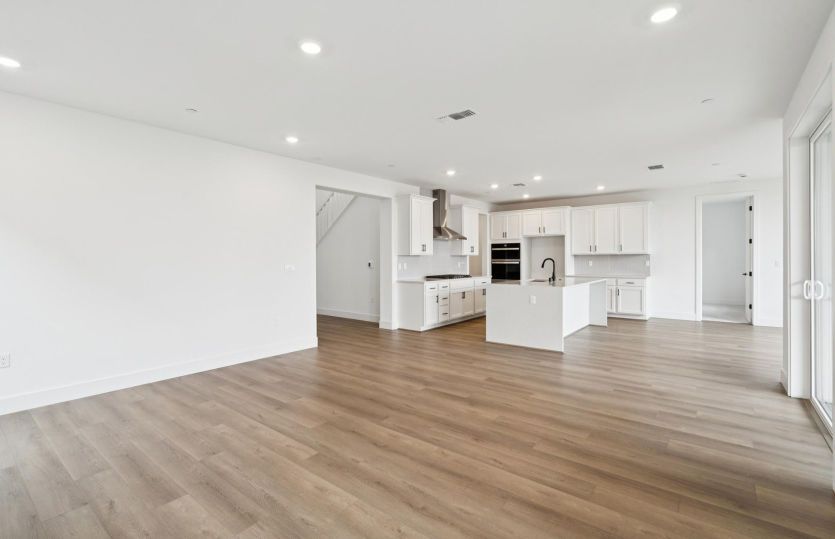 Gathering room to kitchen