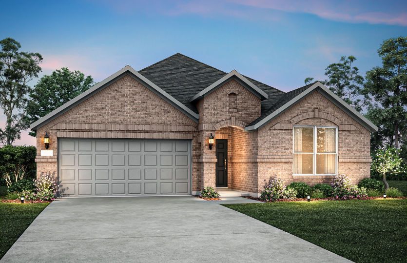 The Arapaho, a one-story home with 2-car garage, shown with Home Exterior C