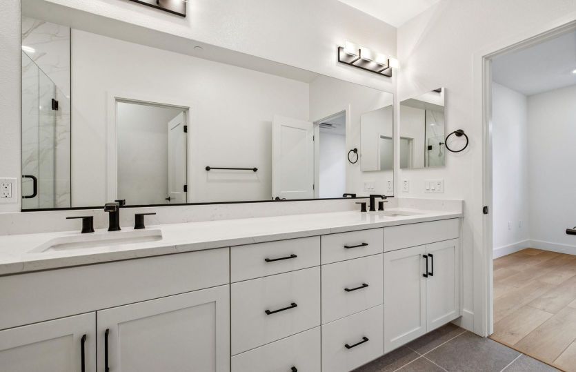 Primary bathroom with dual vanity