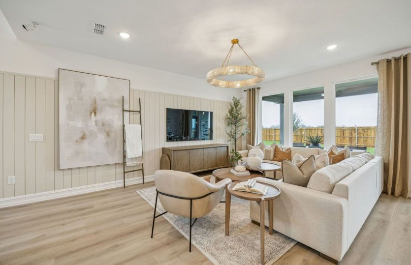 Spacious gathering room with large windows
