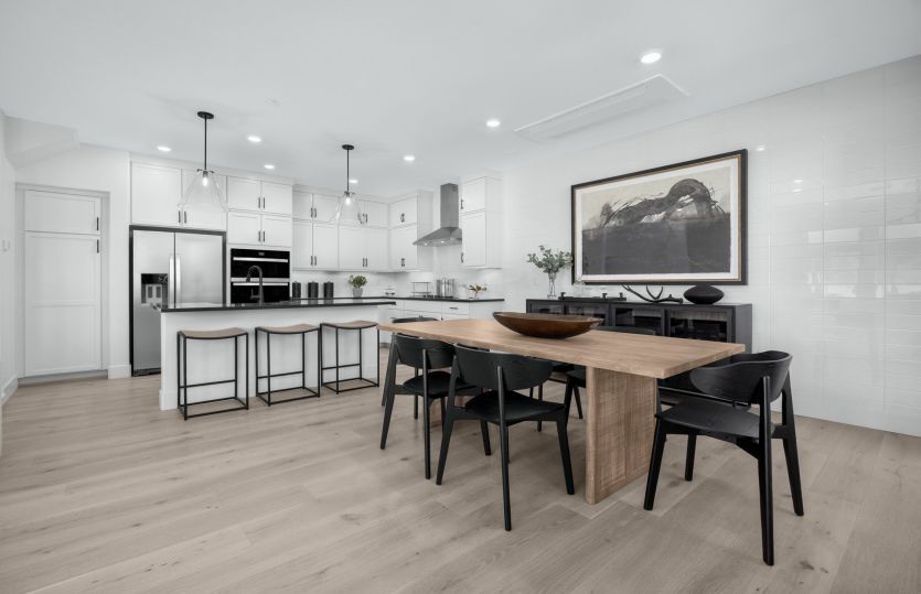 Open cafe and kitchen area