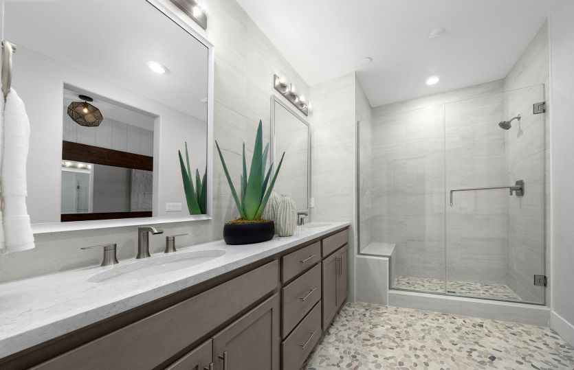 Primary bathroom with glass walk-in shower
