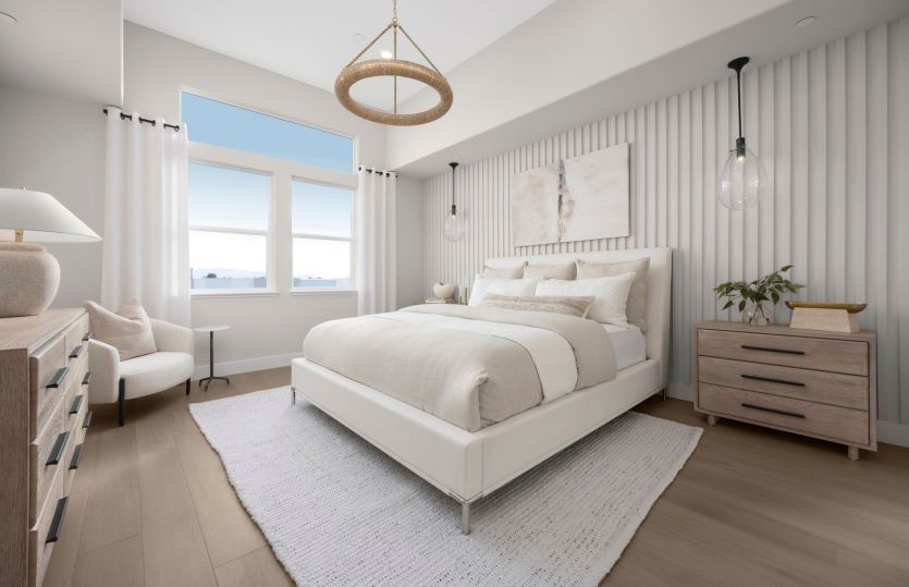 Owner's bedroom suite with coffered ceilings