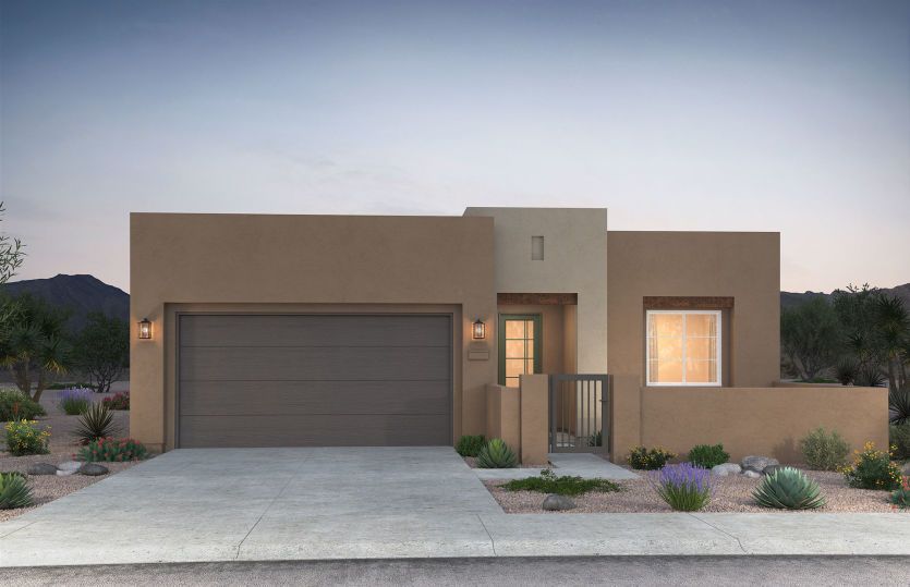 Pueblo Style C exterior rendering of the Barleta.